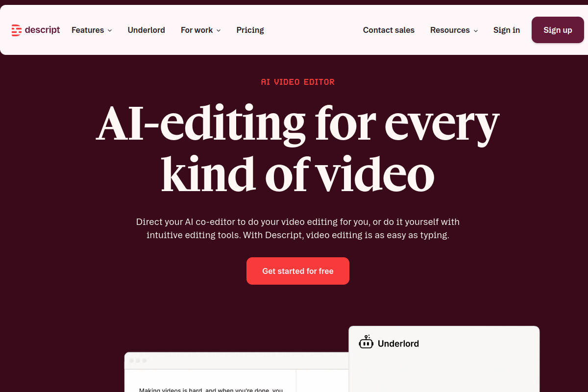 Descript メインインターフェース